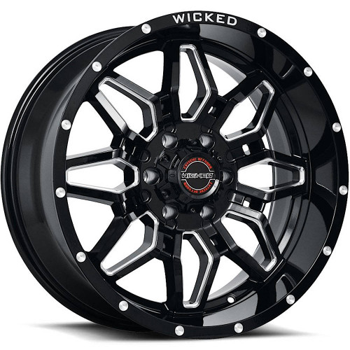 Wicked Offroad W909 22x12 Black Milled Wheel Wicked Offroad W909 8x170  -44 W909B222867-44GBMW