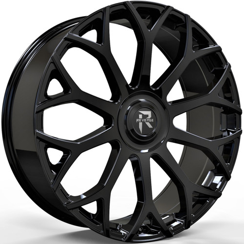 Revenge Luxury RL-105 24x9 Gloss Black Wheel Revenge Luxury RL-105 5x115 5x5 15 RL105-24905115127+15B-FCAP