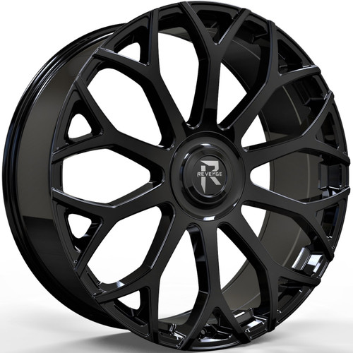 Revenge Luxury RL-105 26x9.5 Gloss Black Wheel Revenge Luxury RL-105 5x5 5x5.5 15 RL105-269551271397+15B-FCAP