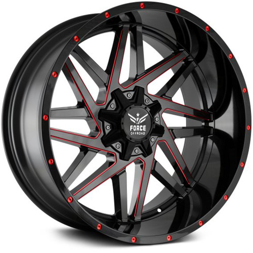 Force Offroad F01 22x12 Black Red Wheel Force Offroad F01 6x135 6x5.5 -44 FO122126135/139.7-44R/M