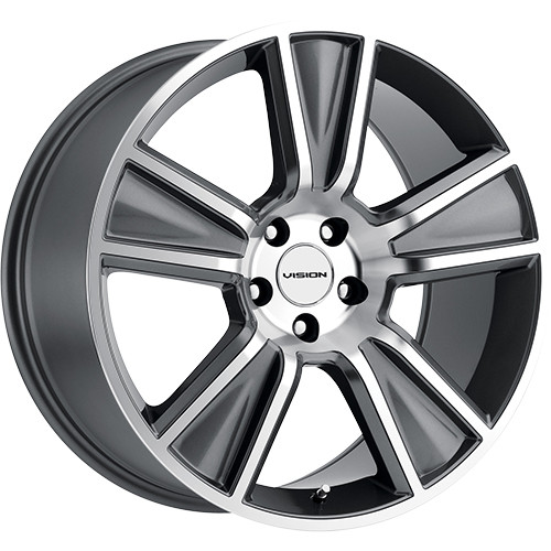 Vision Stunner 20x11 Gray Machined Wheel Vision Stunner V223 5x120 40 V223-20112AMF40