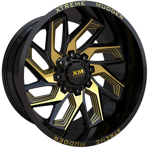 Xtreme Mudder XM-343 22x12 Black Yellow Wheel Xtreme Mudder XM-343 8x180  -44 XM34322128180-44125GBYM