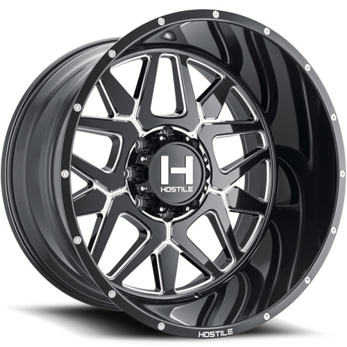 Hostile H128 22x12 Black Milled Wheel Hostile H128 8x6.5  -44 H128-2212816547B