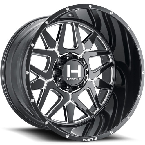 Hostile H128 22x10 Black Milled Wheel Hostile H128 8x180  -25 H128-2210818045B