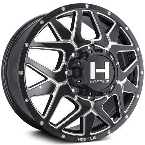 Hostile Dually H402 20x8.25 Black Milled Wheel Hostile Dually H402 8x210  123 H402-20828210+123B