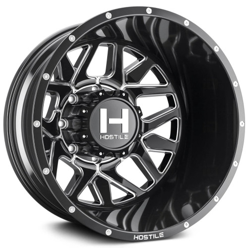 Hostile Dually H402 20x8.25 Black Milled Wheel Hostile Dually H402 8x210  -221 H402-20828210-221B