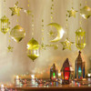 Ramadan and Eid Decorations Paper Banner for Party Decoration Moon & Star & Lantern Gold Color Ramadan Decoration