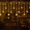 Brighten your space with our Ramadan Crescent Moon Star LED Curtain Lights.