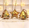 LED Christmas Tree Wooden Light Box Dangler, Design #2 Star Snowman