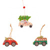 Christmas Tree Wooden Car Pendant 3Pcs/Set, Set #2