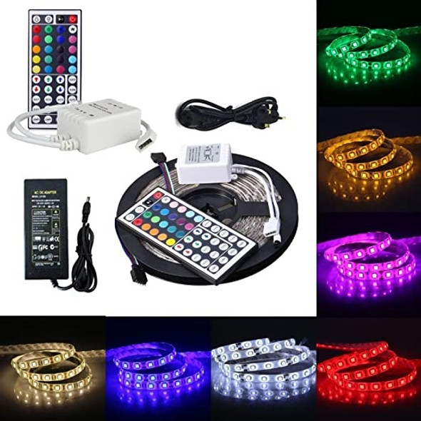 Led Strip Kit, 5 Meters "1 Roll x 5M", IR Controller With Electric Plug Power Connector, Cuttable and Waterproof