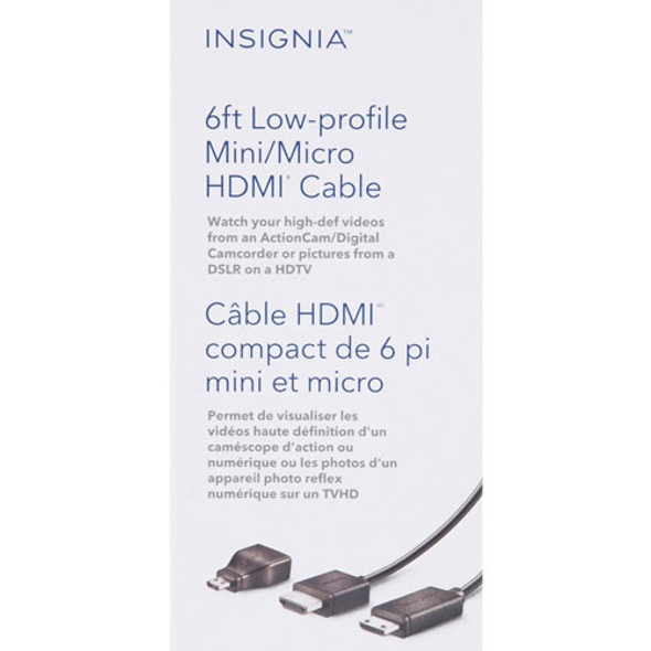 INSIGNIA 1.8m (6ft.) Mini/Micro HDMI Cable