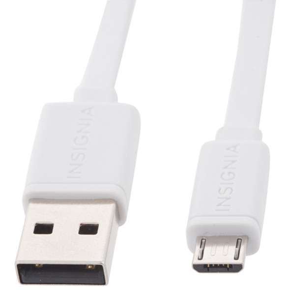 INSIGNIA 1.2m (4 ft.) Flat USB 2.0 to Micro USB Cable - White