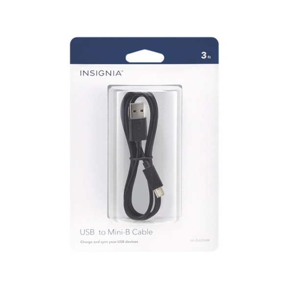 INSIGNIA - USB-A to Mini USB Cable 3ft

Insignia's 3ft. USB Charge/Sync Cable connects USB 2.0 peripherals like printers and scanners to computers, laptops and other devices. It supports up to 483Mbps data transmission rates for fast and efficient task management.