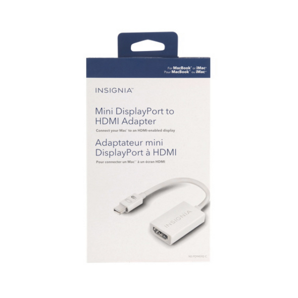 INSIGNIA - Mini DisplayPort to 4K HDMI Adapter

The Insignia MiniDP to HDMI cable lets you connect to your Apple iMac or MacBook to an external projector or monitor. It supports up to 4K at 30Hz resolution for high-quality pictures.