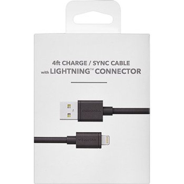 INSIGNIA - Apple MFi Certified 1.2m (4 ft.) Apple iPhone Lightning USB Cable - Black