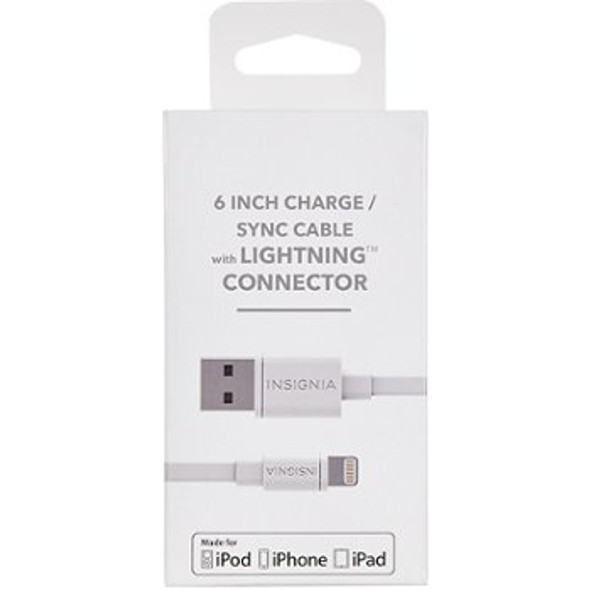 INSIGNIA - Apple MFi Certified 15cm (6 in) Lightning/USB Flat Cable - White