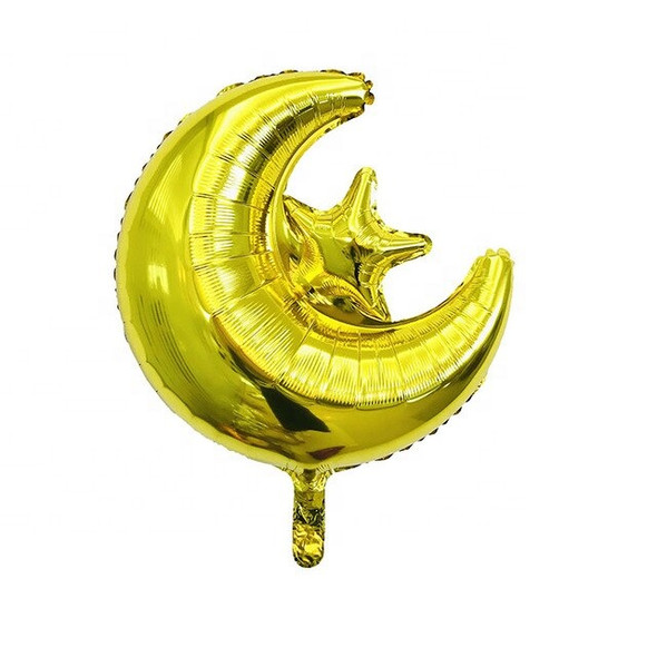 Decorative Foil Balloons For Ramadan Kareem And Eid Mubarak Designs, Moon With Star Balloon