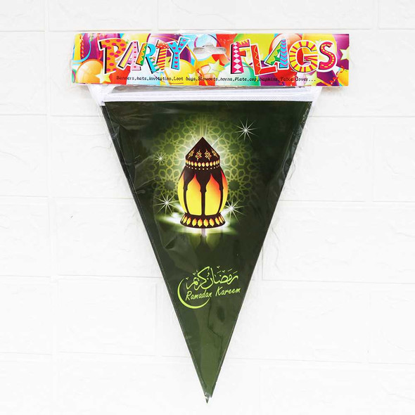 Ramadan And Eid Mubarak Decoration Banners, 3 Meter Long With 10 Paper Flags Design 2