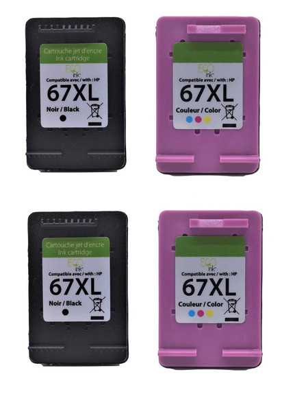 Compatible Maxi Combo Pack HP 67XL Black &Tricolor Ink Cartridge - Eco Ink Ink Cartridge