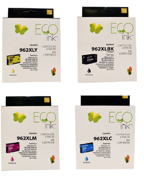 Compatible HP 962XL Pack Set Black,Cyan,Yellow,Magenta Ink  Cartridge - Eco Ink