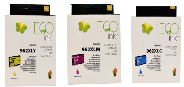 Compatible HP 962XL Pack Color Set ,Cyan ,Yellow ,Magenta Ink  Cartridge - Eco Ink
