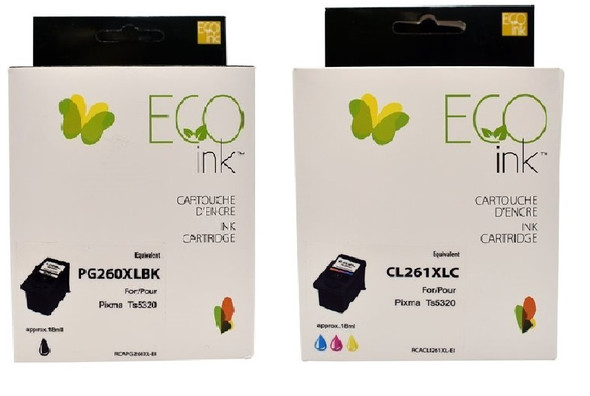 Compatible Set  Canon 260XL Black & 261 Tri color  Ink  Cartridge - Eco Ink