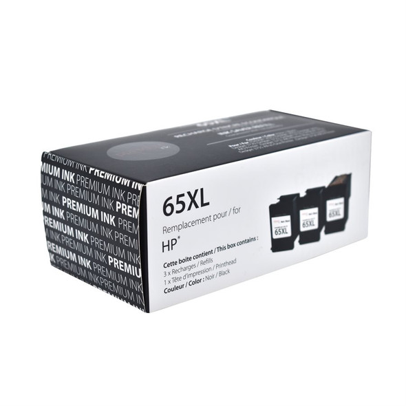 Compatible 3 Pieces Pack HP 65XL Black & One Head Yield Ink Cartridge - Premium Ink