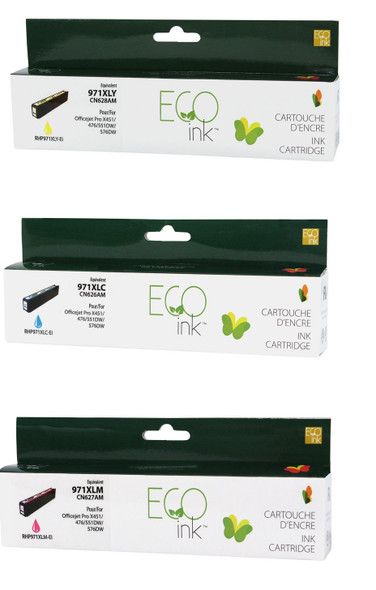 Compatible Set Pack HP 971 XL  Tri Color Ink  Cartridge - Eco Ink