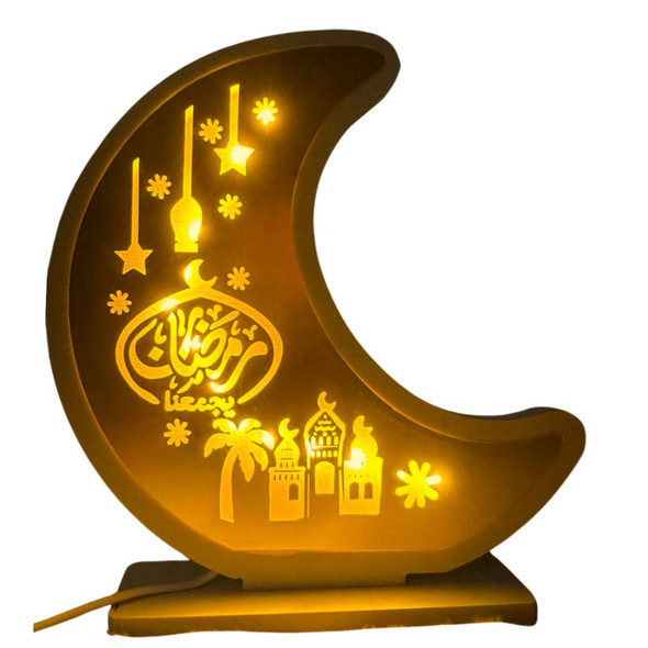 Wooden Ramadan LED Lights Lantern powered by USB
