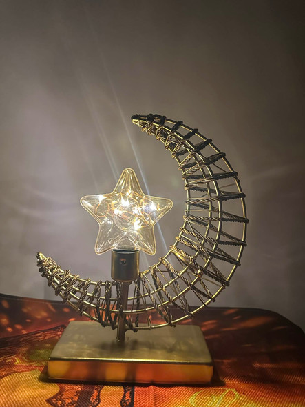 Golden Hilal Crescent and Star Lantern LED Light - 016