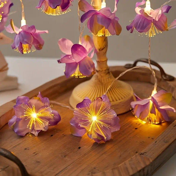 Artificial flower fiber LED light Purple Color