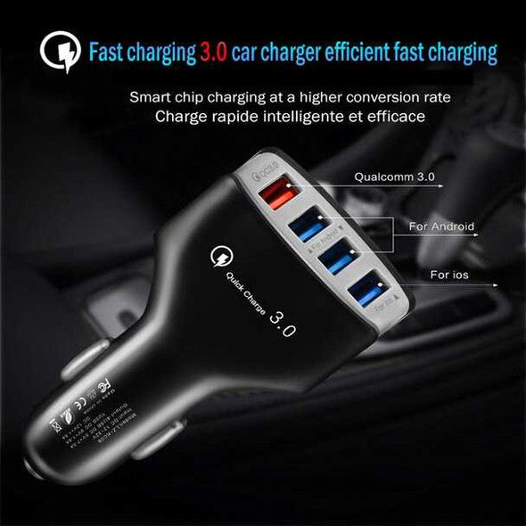 4 USB Port Quick CAR Charger 7A with Adaptive Fast Charging Feature QC3.0 Mobile Accessories