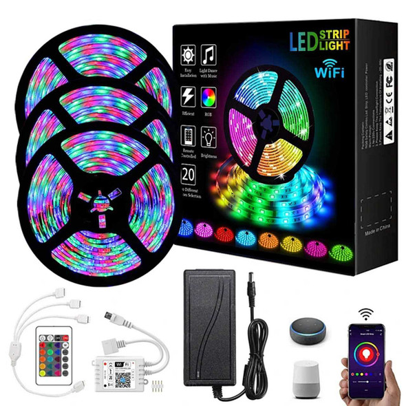 Smart Led Strip Kit, 5050 RGBW 15 Meter "3 Rolls x 5M", Wifi Controller and music interactive, Cuttable to fit your exact measurements, also Waterproof for outdoor use Lighting & Decorations