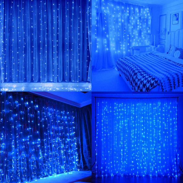 3x3 Meter Ice Blue LED Curtain Lights with Waterfall/Snowing Effect, Waterproof PVC for Outdoor & Indoor Use Lighting & Decorations