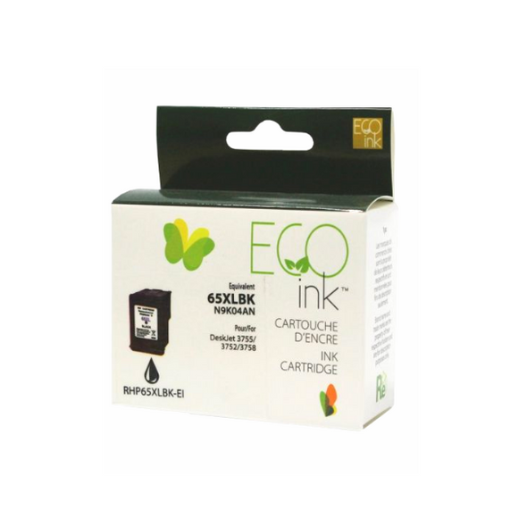 Eco Ink 65XL Black ink cartridge HP compatible box