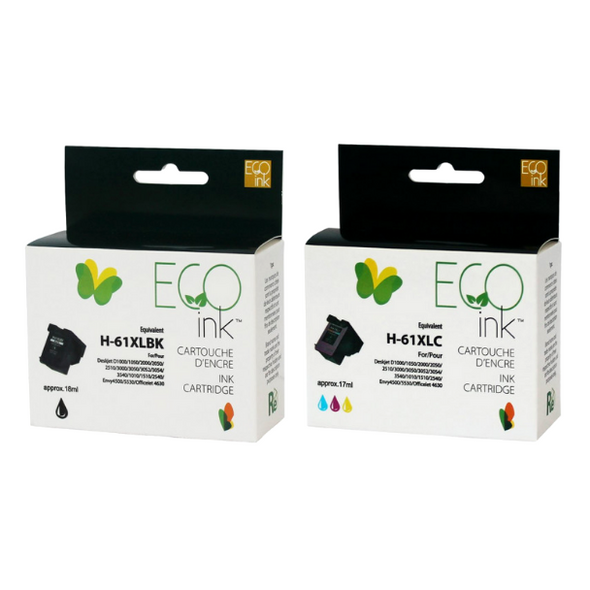 Combo Pack - Compatible HP 61XL tri Color Ink Cartridge  - Eco Ink box