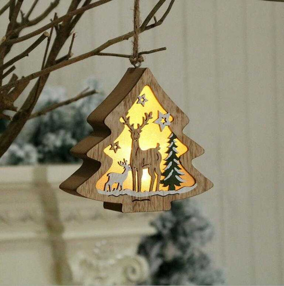 LED Christmas Tree Wooden Light Box Dangler, Design #1 Elk