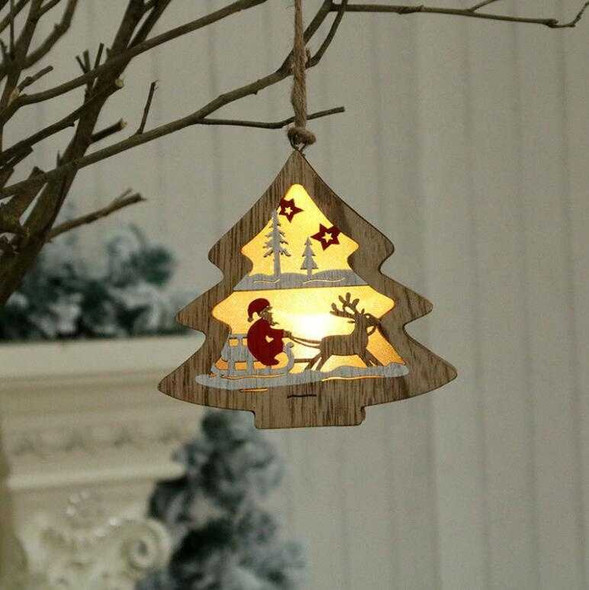 LED Christmas Tree Wooden Light Box Dangler, Design #3 Santa