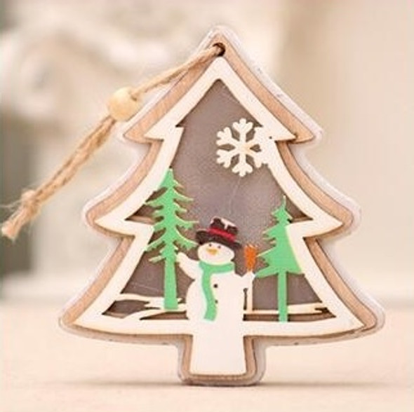 LED Christmas Tree Wooden White Frame Light Box Dangler, Design #3 Xmas Tree