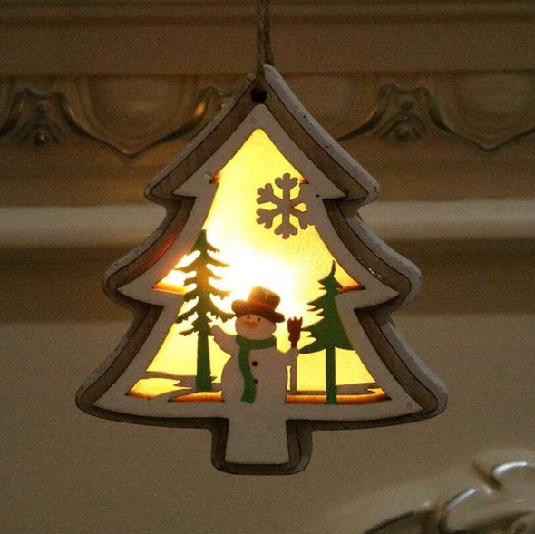 LED Christmas Tree Wooden White Frame Light Box Dangler, Design #3 Xmas Tree