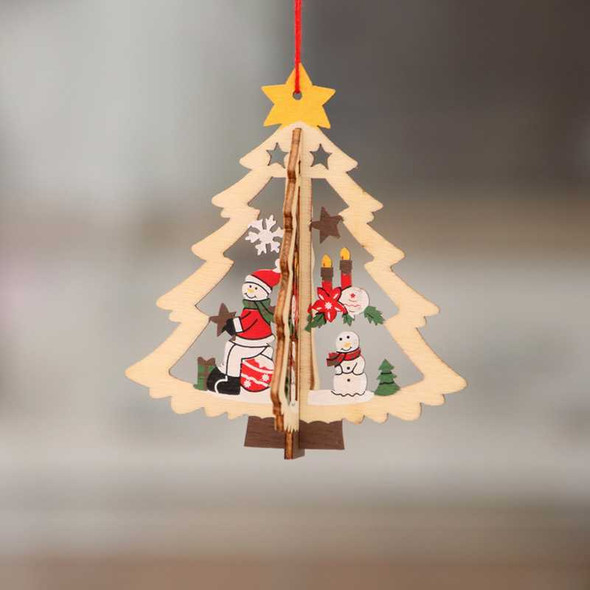 3D Christmas Wooden Pendant Hanging Tags, Design 1 Xmas tree