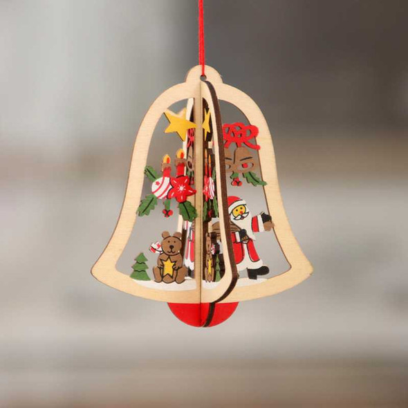3D Christmas Wooden Pendant Hanging Tags, Design 2 Bell