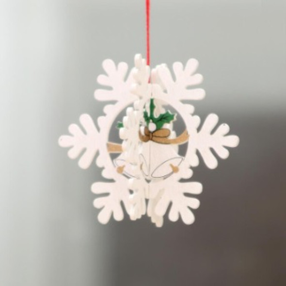 3D Christmas Wooden Pendant Hanging Tags, Design 4 White Snow Flake