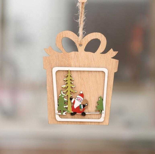 Christmas Wooden Pendant Hanging Tags, Design 1 Santa