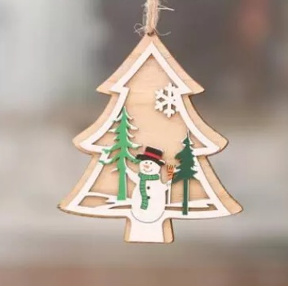 Christmas Wooden Pendant Hanging Tags, Design 4 Xmas Tree