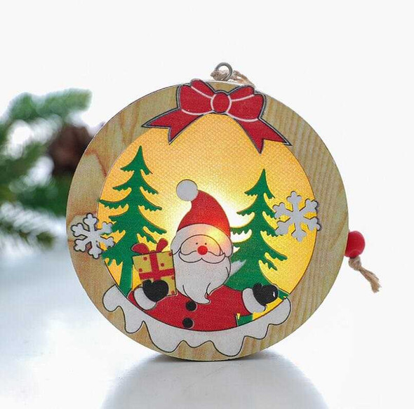 Led Christmas Luminous Decorative Hanging Tags, Design #2 Circle Santa