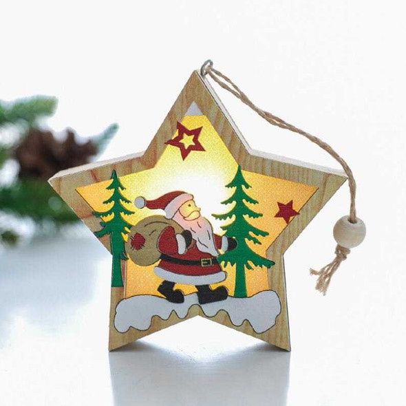 Led Christmas Luminous Decorative Hanging Tags, Design #4 Star Santa