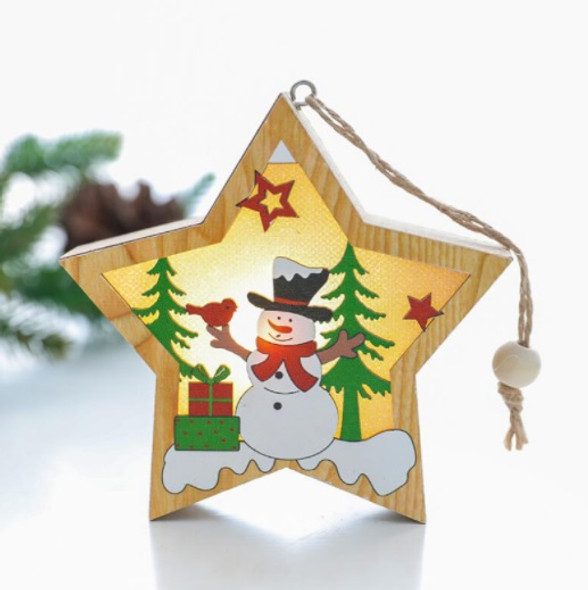 Led Christmas Luminous Decorative Hanging Tags, Design #6 Star Snowman
