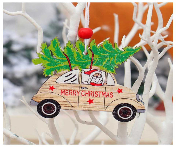 Christmas Tree Wooden Car Pendant 3Pcs/Set, Set #2
